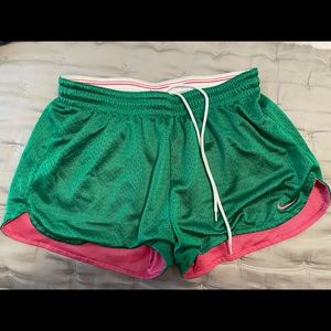 Green Nike mesh shorts